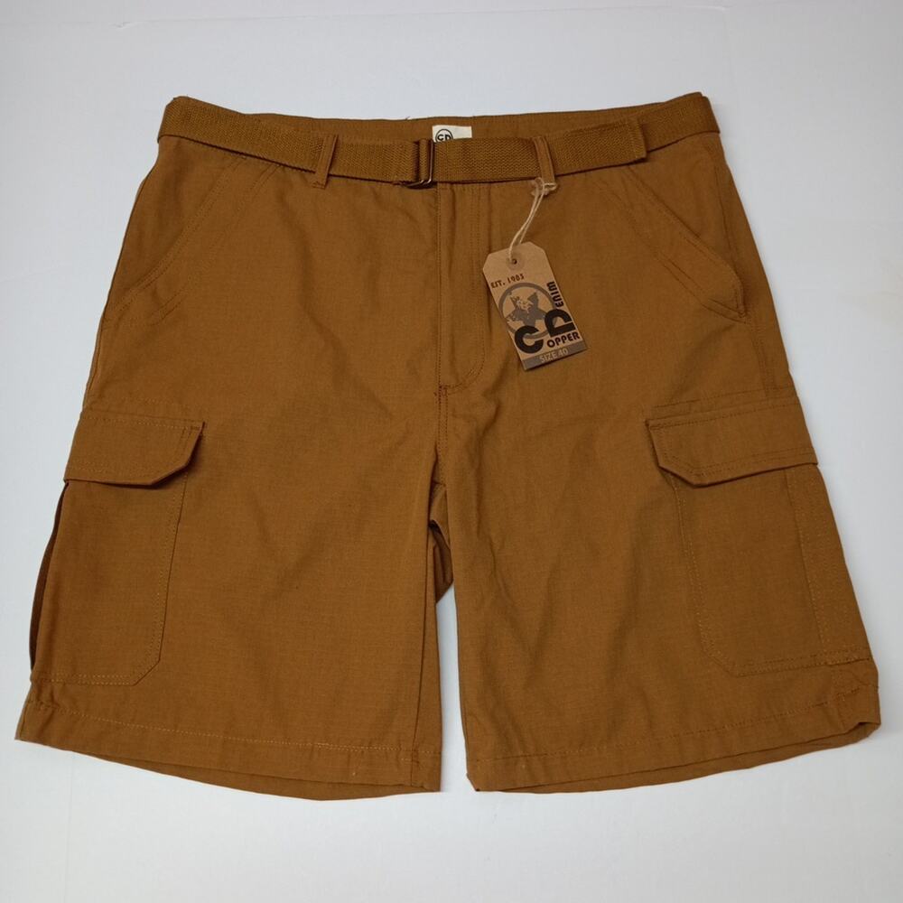 C D Copper Denim Men's Belted Cargo Shorts Men's Size 40 Timber Rip Stop